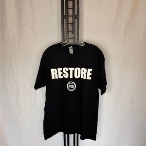 Gildan Black Tee with‎ White Restore Print